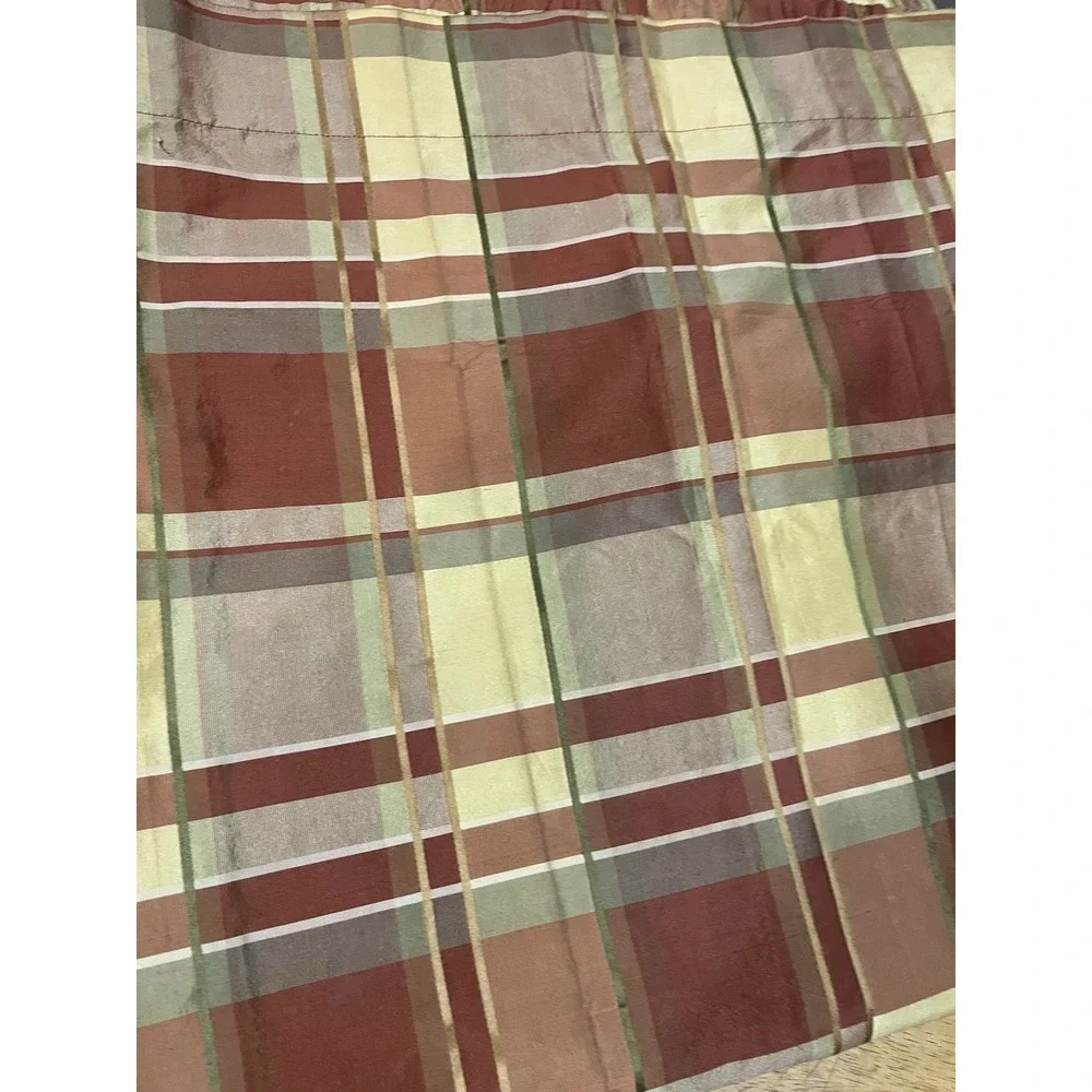 JC Penny Chris Madden Silk Curtain Panels Set of 2 Gold Rust Plaid Lined 41x82